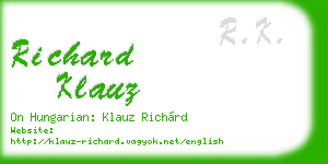 richard klauz business card