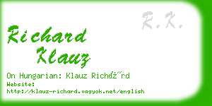 richard klauz business card